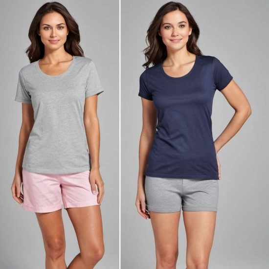 Exporter Of Women's Poplin Short And Sleep Tee Set