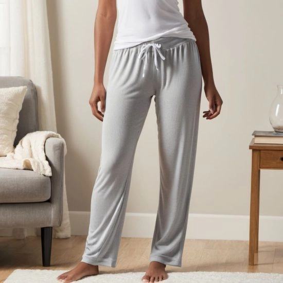 Factory Of Ribbed Pajama Pants With Drawstring Waist