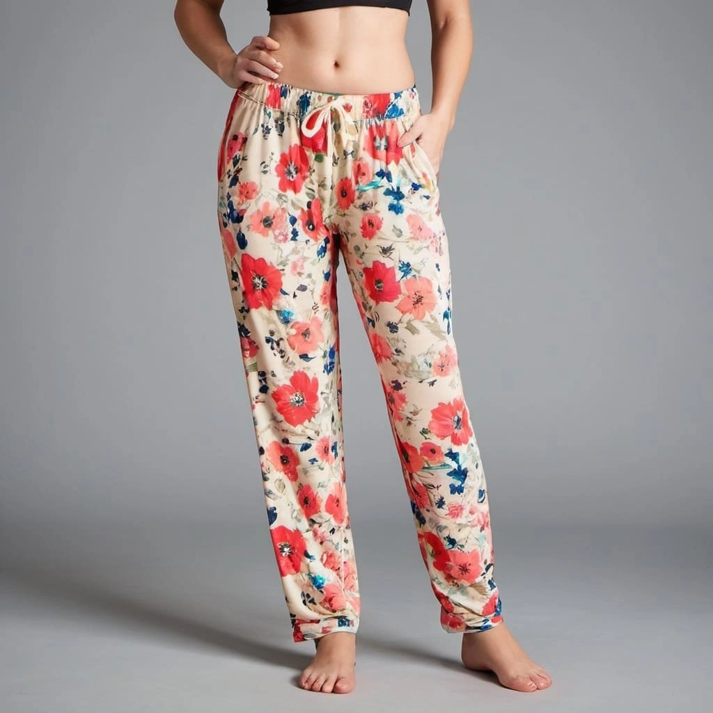 Manufacturer Of Floral Printed Lounge Pants With Drawstring Waist