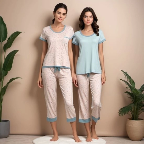 Printed Capri Pyjama Set Supplier