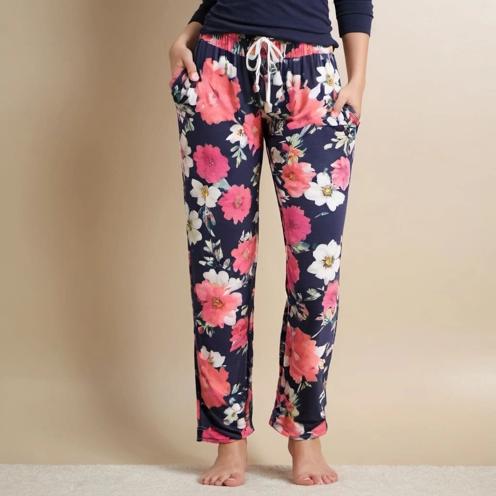 Supplier Of Floral Printed Lounge Pants With Drawstring Waist