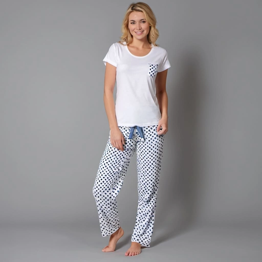 Supplier Of Polka Dots Pyjama Bottoms With Drawstring Waist