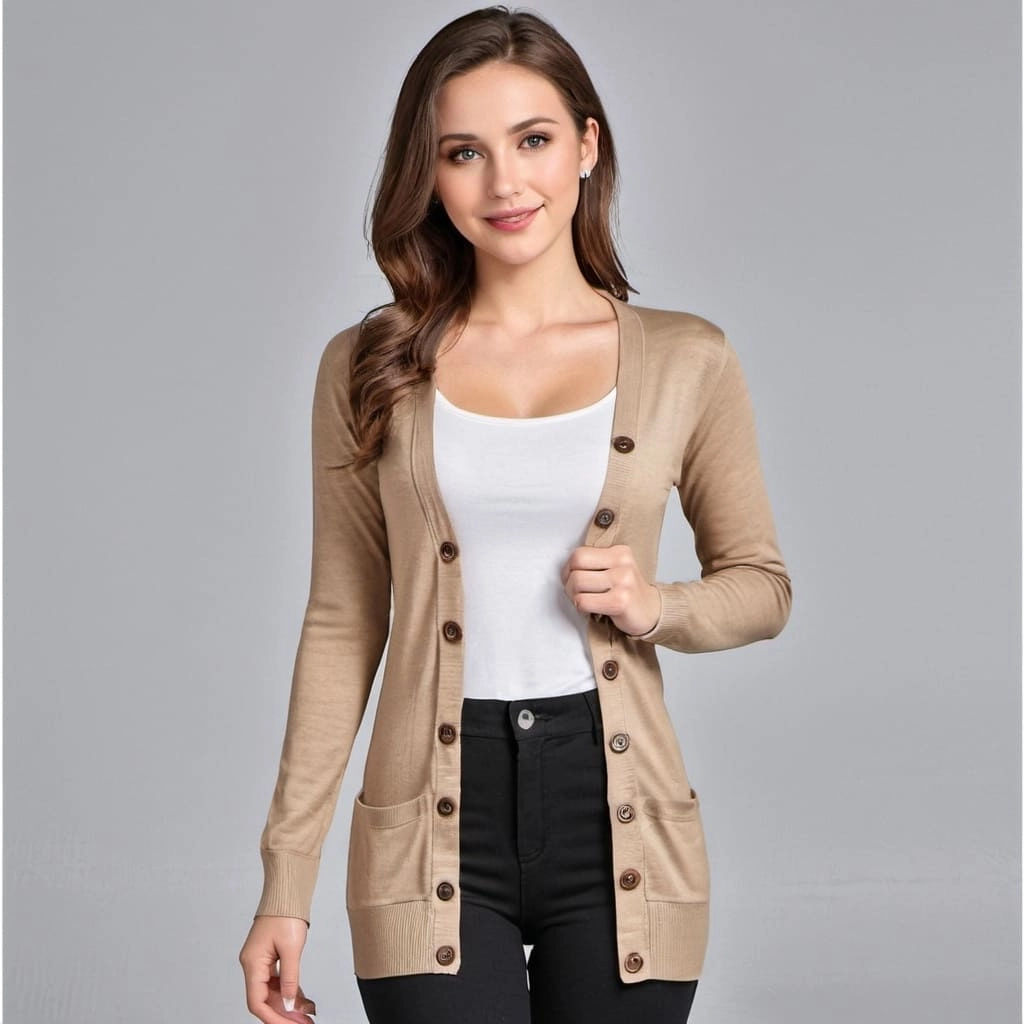 Wholesaler Of Crew Neck Knit Cardigan Sweater