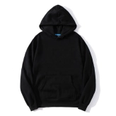 High Quality 100 Cotton Pullover Warm Wholesale Men Custom Printing Embroidery Hoodies Black