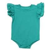 Wholesale Sweet Solid Cotton Newborn Ruffle Sleeve Bodysuits Infant Legless Romper Baby Girls Summer Bodysuits