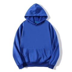 High Quality 100 Cotton Pullover Warm Wholesale Men Custom Printing Embroidery Hoodies Blue