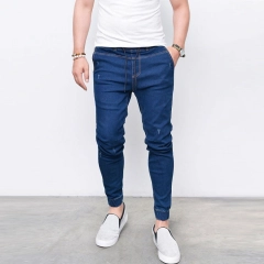 Mens Fashion Pants Blue Cotton Slim Casual Jeans