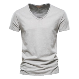 Brand Quality 100 Cotton Men T Shirt V Neck Fashion Design Slim Fit Soild T Shirts Male Tops Tees Short Sleeve T Shirt White