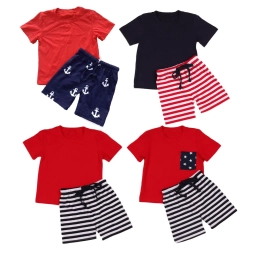 Baby Boys Clothes Set Striped Shorts Patriotic Children Boutique Boys Clothes Set Boutique Summer Kids Clothing