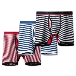 Custom Logo Mens Stripe Breathable Boxershorts Innerwear Seamless Mens Underwear Boxer Briefs Plus Length