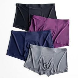 Custom Logo Seamless Silk Boxers Men Underwear U Convex Men S Solid Nylon Boxer Shorts Wholesale Male Underpants