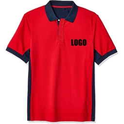 Mens Short Sleeve Color Block Pique Polo Shirt