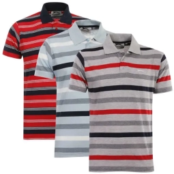 Mens Single Jersey Striped Polo Shirt