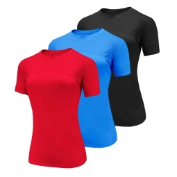 Women S Compression Yoga Tops Athletic Running Shirts Mesh Cool Dry Short Sleeve Workout T Shirt