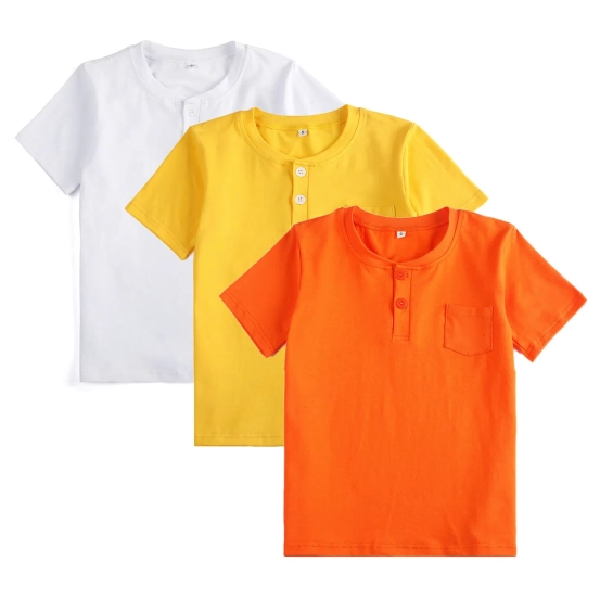 Factory Boys Summer Shirts Short Sleeve Plain Color 100 Cotton Solid T Shirts With Pocket Button Uptoddler Boy Tops