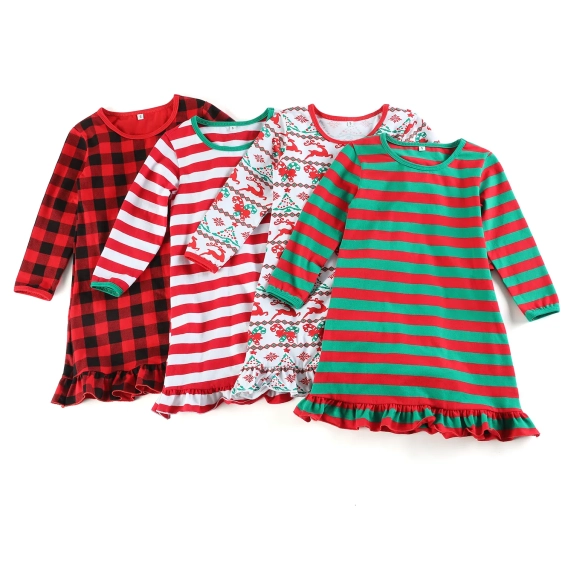 Factory Sales Winter Dress Christmas Sleepwear Kids Oem Nightgown Cotton