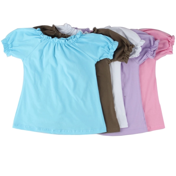 High Quality Kids Clothes Girls Cotton Short Sleeve Raglan Ruffle Summer Little Girls T Shirt